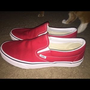 Red Vans Mens Slipon